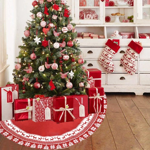 Gonna Per Albero Di Natale Lavorata A Maglia Acrilico Motivo Renna Fiocco Di Neve Decorazione Base Albero Per Casa