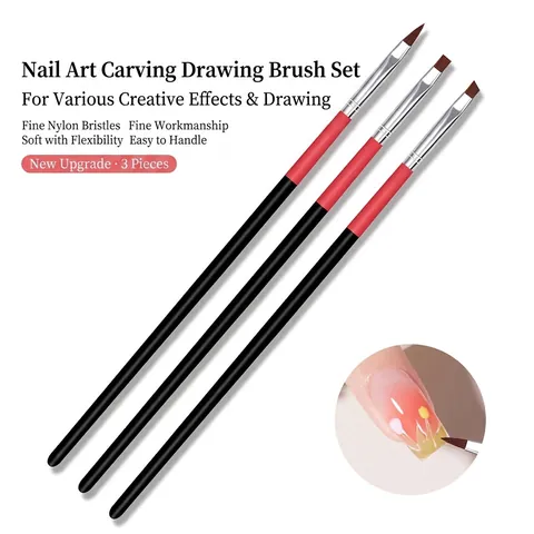 Pennelli Per Nail Art Setole In Nylon Manici In Plastica Per Pittura Disegno Intaglio Linee Manicure Design Bellezza