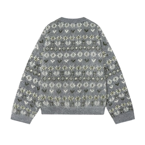 Maglione In Maglia Fair Isle Donna Morbido Jacquard Fiocco Di Neve Girocollo Maniche Lunge Pullover Retro Casual