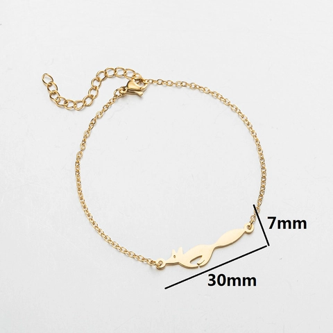 Pulsera Con Colgante De Zorro De Acero Inoxidable Forma De Animal Geométrica Hueca Cadena De Eslabones Ajustable Joyería Para Mujer