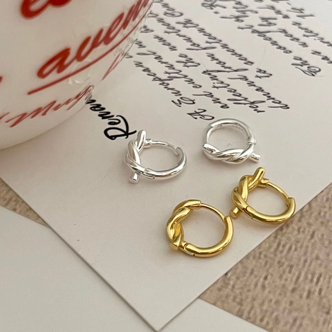 925 Sterling Silber Verdrehte Knoten Creolen Minimalistisch Elegant Ins Stil Ohrringe Für Frauen