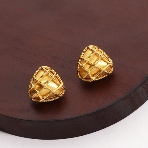 Pendientes Geométricos Triángulo Flor Aro Aleación Chapado Oro 18K Con Poste De Cobre Perla Artificial Circón Moda Vintage Para Mujer