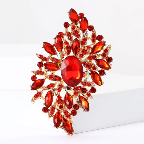 Spilla a Fiore in Lega di Strass Vintage per Donna Squisita Spilla a Foglia di Cristallo Elegante Gioiello per Banchetti e Feste