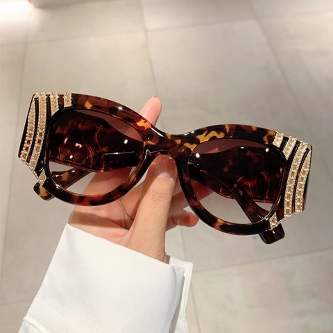 Occhiali Da Sole Cat Eye Da Donna Protezione UV400 Retro Lusso Decorazione Strass Metallici Moda All Aperto