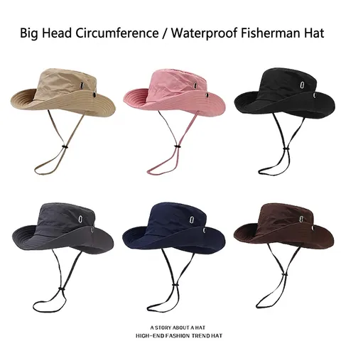 Nylon Outdoor Bucket Hat Quick Dry Sun Protection Waterproof Wide Brim Fishing Hiking Sun Hat Adjustable Chin Strap