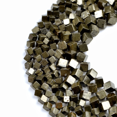 Perles En Pierre Naturelle De Pyrite Lustre Métallique Forme De Cube Diagonal Pour Création De Bijoux DIY