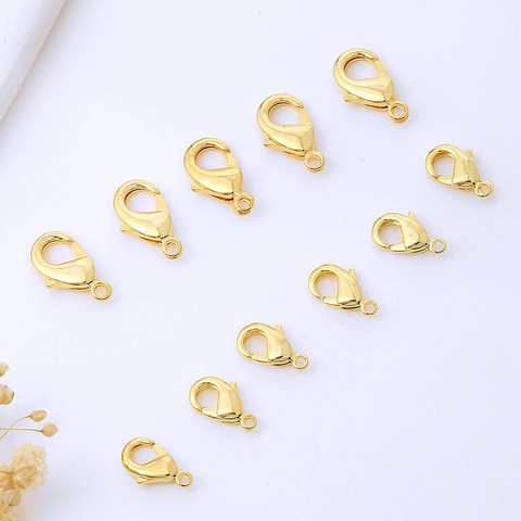 Lobster Clasp Alloy Real Gold Plated Jewelry Making DIY Connector End Findings Hook For Bracelet Necklace