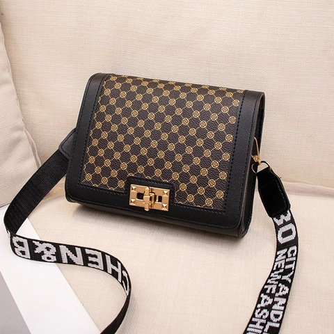 Bolso Bandolera con Estampado Vintage para Mujer Bolso Pequeño Cuadrado de Cuero PU con Patrón Retro y Correa de Hombro Ancha Moda