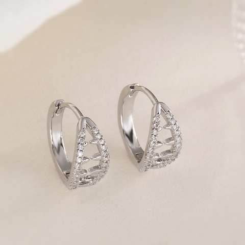 Geometrische Holle Hoop Oorbellen 18K Verguld Koper Zirkoon Kleine Elegante INS-Stijl Sieraden Voor Vrouwen