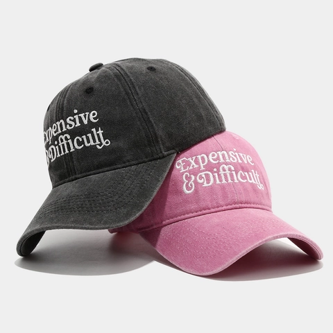 Washed Cotton Baseball Cap Letter Embroidery Adjustable Vintage Casual Sun Protection Outdoor Hat For Women Men