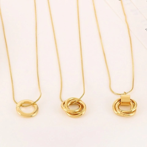 Geometrische In Elkaar Grijpende Ringen Hanger Ketting Roestvrij Staal Minimalistische Ronde Cirkel Charme Slangenketting Sieraden Voor Dames