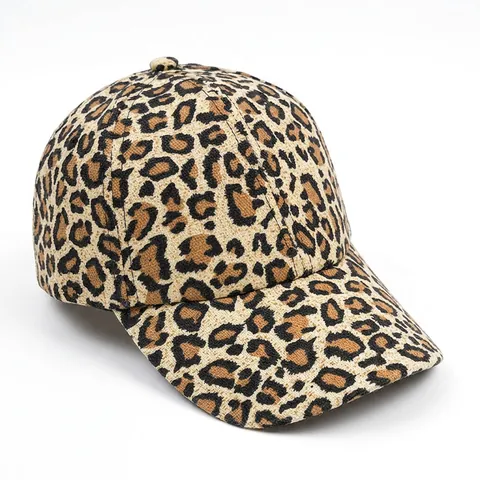 Vintage Leopard Print Baseball Cap Cotton Polyester Adjustable Sun Protection Retro Outdoor Peaked Hat Women Men