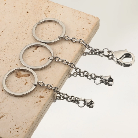 Anillo Partido De Llavero De Acero Inoxidable Con Cierre De Langosta Accesorios De Joyería DIY Conector De Llavero De Metal Pulido