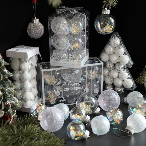 Bolas De Decoración Para Árbol De Navidad Plástico Malla Oropel Adornos Colgantes Decoración De Fiesta Hogar Transparente Colorido