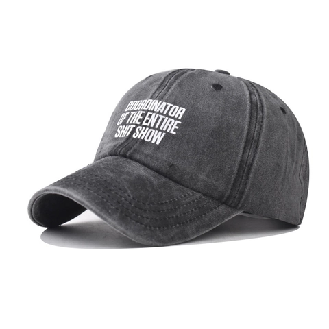 Baseball Cap Washed Cotton Letter Print Distressed Vintage Style Curved Brim Sun Protection Outdoor Unisex