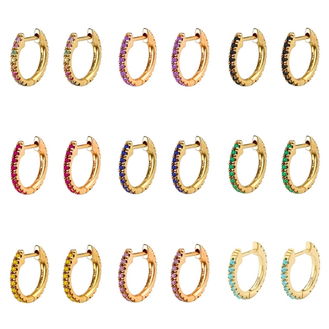 Hoop Earrings Colorful Zircon Copper 14K Gold Plated Vintage Niche Style For Women Jewelry
