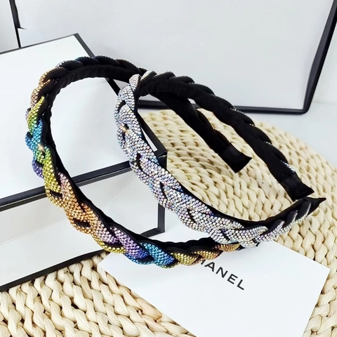 Cerchietto Intrecciato Con Strass Luccicanti Lusso Retro Moda Per Donne Accessorio Per Capelli Elegante Versatile