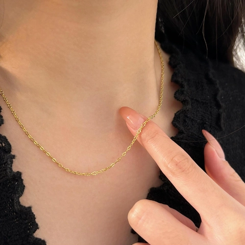 Collar De Cadena De Plata De Ley 925 Minimalista Delicado Eslabones Geométricos Joyería Elegante Para Mujeres