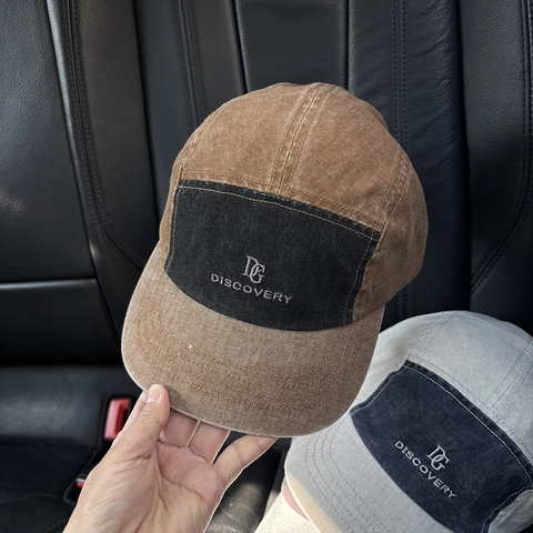 Berretto Da Baseball 5 Pannelli Tela Cotone Fibbia Metallo Regolabile Cappello Sole Esterno Vintage Colorblock Unisex Ricamato