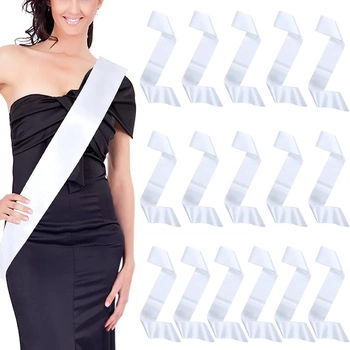 Banda de Satén Blanco Liso Para DIY Fiesta Graduación Boda Concurso Cinta Ceremonial Minimalista de Color Sólido