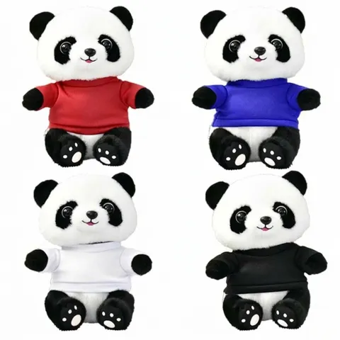 Simpatico Peluche Panda Con Maglietta Colorata Bambola Animale di Stoffa Per Bambini Adulti Souvenir da Ufficio Regalo Aziendale