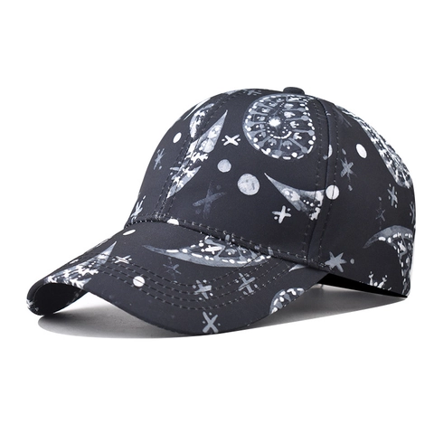 Cappello Da Baseball Con Stampa Paisley Cotone Poliestere Motivo Stella Luna Regolabile Retro Cappello Da Sole Esterno