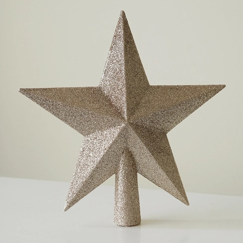 Christmas Tree Topper Gold Silver Glitter Five-Pointed Star Tree Top Ornament Home Party Decor