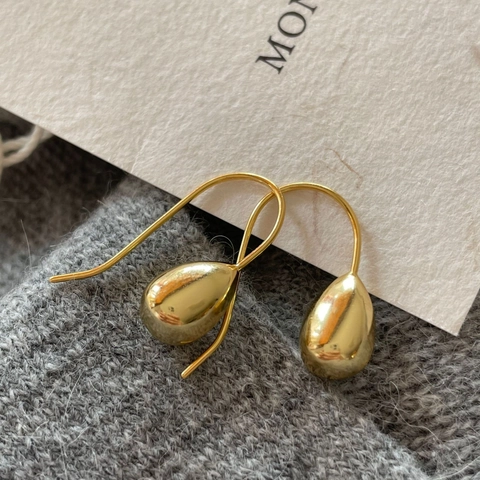 Pendientes Gota De Agua Plata De Ley 925 Minimalista Gancho Teardrop Pulido Brillante Para Mujer Estilo Elegante