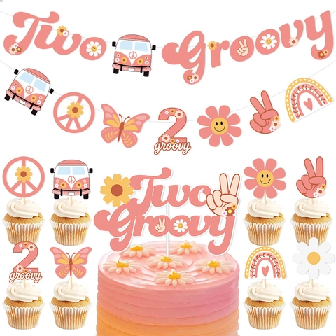 Decorazioni Per Feste A Tema Hippie Banner In Carta E Decorazioni Per Torte Retro Boho Margherita Segno Di Pace Compleanno