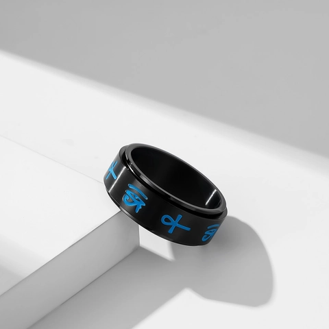 Stainless Steel Spinner Ring Altägyptische Symbole Buddhistisches Mantra Stressabbau Angst Fidget Schmuck Für Herren Damen