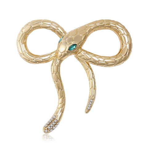 Vintage Snake Bow Brooch Alloy Rhinestone Enamel Serpent Pin Jewelry For Men Women Fashion Retro