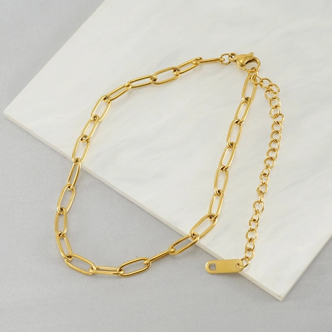 Büroklammer Kette Fußkettchen 18K Vergoldet Edelstahl Verstellbar Minimalistischer Modeschmuck Für Damen