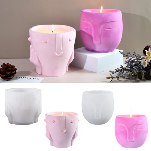Human Face Shape Silicone Mold For DIY Flower Pot And Scented Candle Making Abstract Art Minimalist Home Decor Craft Tool