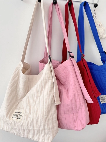 Borsa A Spalla Plissettata Da Donna In Tela Grande Capacità Casual Da Pendolare Borsa A Mano Tinta Unita Morbida