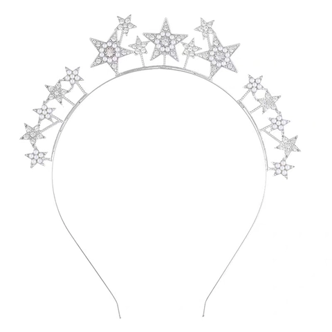 Star Headband Alloy Rhinestone Faux Artificial Pearl Festival Party Hair Accessory Elegant Exaggerated For Women