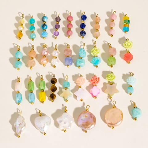 DIY Jewelry Charms Pendants Natural Stone Artificial Baroque Pearl Shell Stainless Steel Beaded Floral Star For Earring Necklace Making