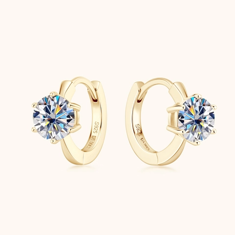 S925 Sterling Silver Moissanite Hoop Earrings For Women Minimalist Six-Claw 1 Carat D Color VVS1 Moissanite Earring Jewelry