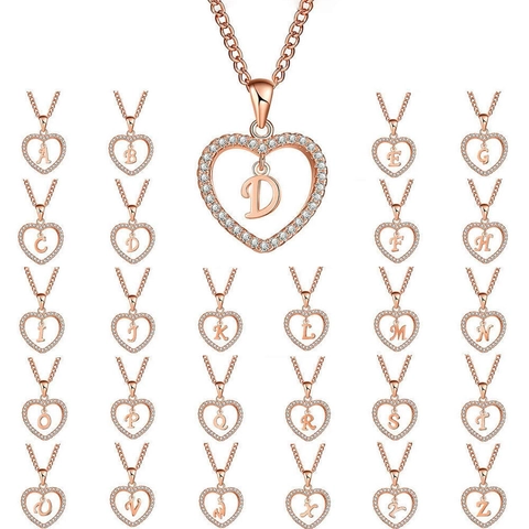 Collar Con Colgante De Letra Y Corazón Cobre Con Diamantes De Imitación Alfabeto Cadena De Clavícula Para Mujer