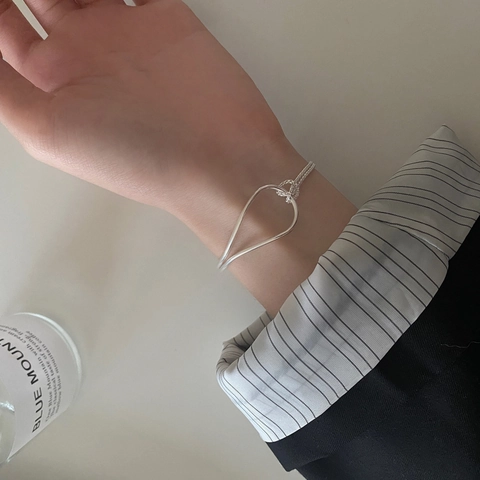 925 Sterling Silber Knoten Armband Für Frauen Geometrische Spleißen Kette Schmuck Mit Verstellbarem Verschluss