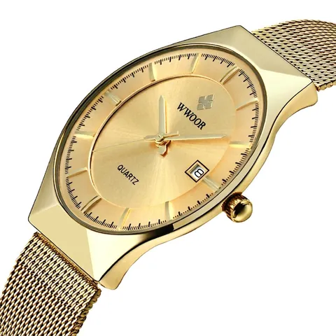 Men Quartz Watch Stainless Steel Mesh Band Date Calendar Waterproof Business Casual Elegant Wristwatch Japanese Movement