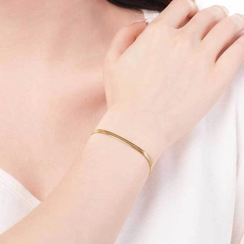 Pulsera De Cadena De Serpiente Minimalista De Acero Inoxidable Joyería De Eslabones Planos Para Mujeres Hombres Accesorio De Moda