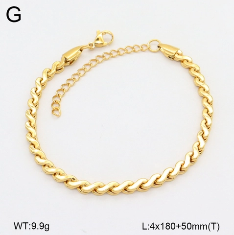 Stainless Steel 18K Gold Plated Bracelet Geometric Link Chain Adjustable Minimalist Fashion Jewelry For Women