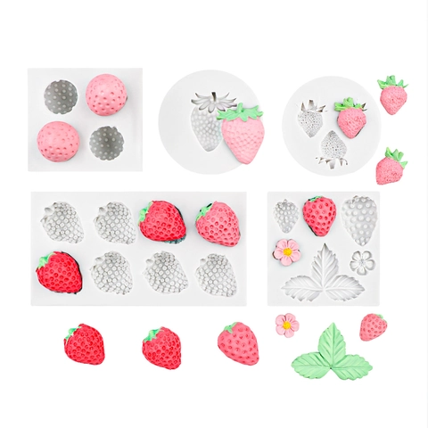 Stampo In Silicone Fragola DIY Forme Di Frutta Foglie Fiori Fondente Cioccolato Decorazione Torta Candela Strumenti Artigianali