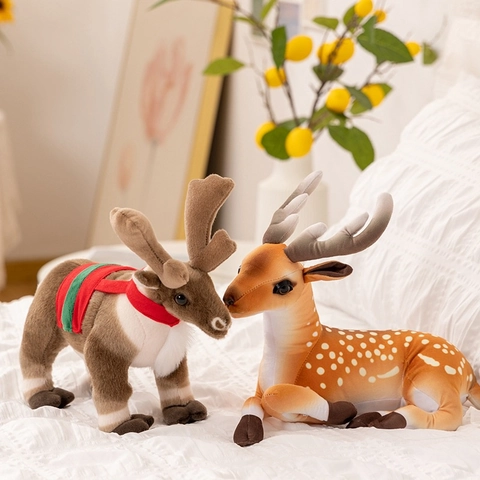 Giocattolo Di Peluche Renna Di Natale E Cervo Sika Animale Di Peluche Morbido Bambola Renna Decorazione Natalizia Regalo Per Bambini