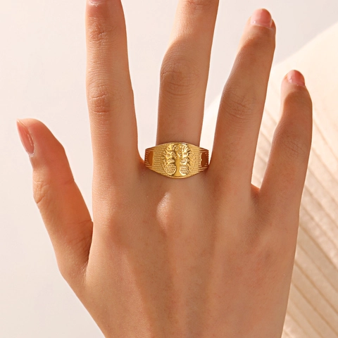 Anillo Sello Árbol De La Vida Chapado En Oro 18K Acero Inoxidable Ajustable Diseño Relieve Joyería Vintage Para Mujeres