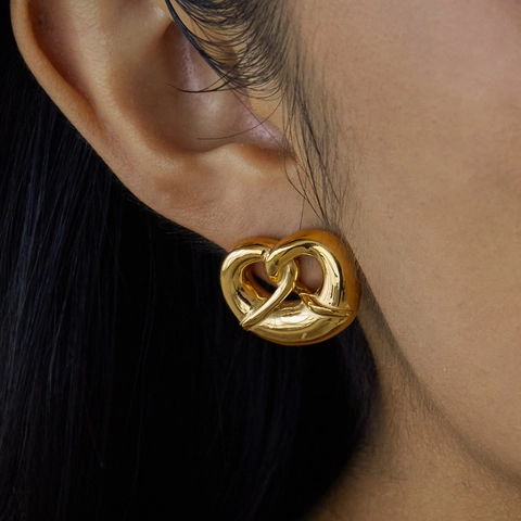 Heart Shaped Knot Earrings 18K Gold Plated Stainless Steel Waterproof Pretzel Design Chic Fashion For Women