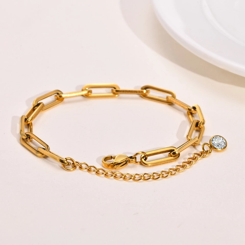 Minimalistisches Edelstahl Armband Vergoldet Verstellbare Büroklammer Kette Mode Bar Platte Schmuck Für Frauen