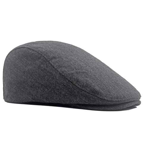 Gorra Plana Hombre Estilo Británico Retro Poliéster Textura Tweed Ajustable Ivy Newsboy Sombrero Vintage Color Sólido