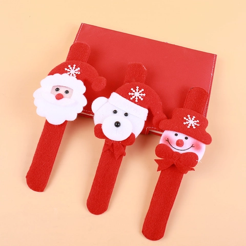 Braccialetto A Scatto Di Natale LED Luminoso Velluto Babbo Natale Pupazzo Di Neve Renna Cartone Animato Regali Di Festa