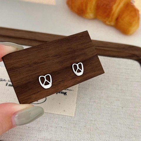 Pendientes De Botón Con Nudo De Pretzel Plata De Ley 925 Joyería Minimalista Pulida Hueca Para Mujer Estilo Coreano